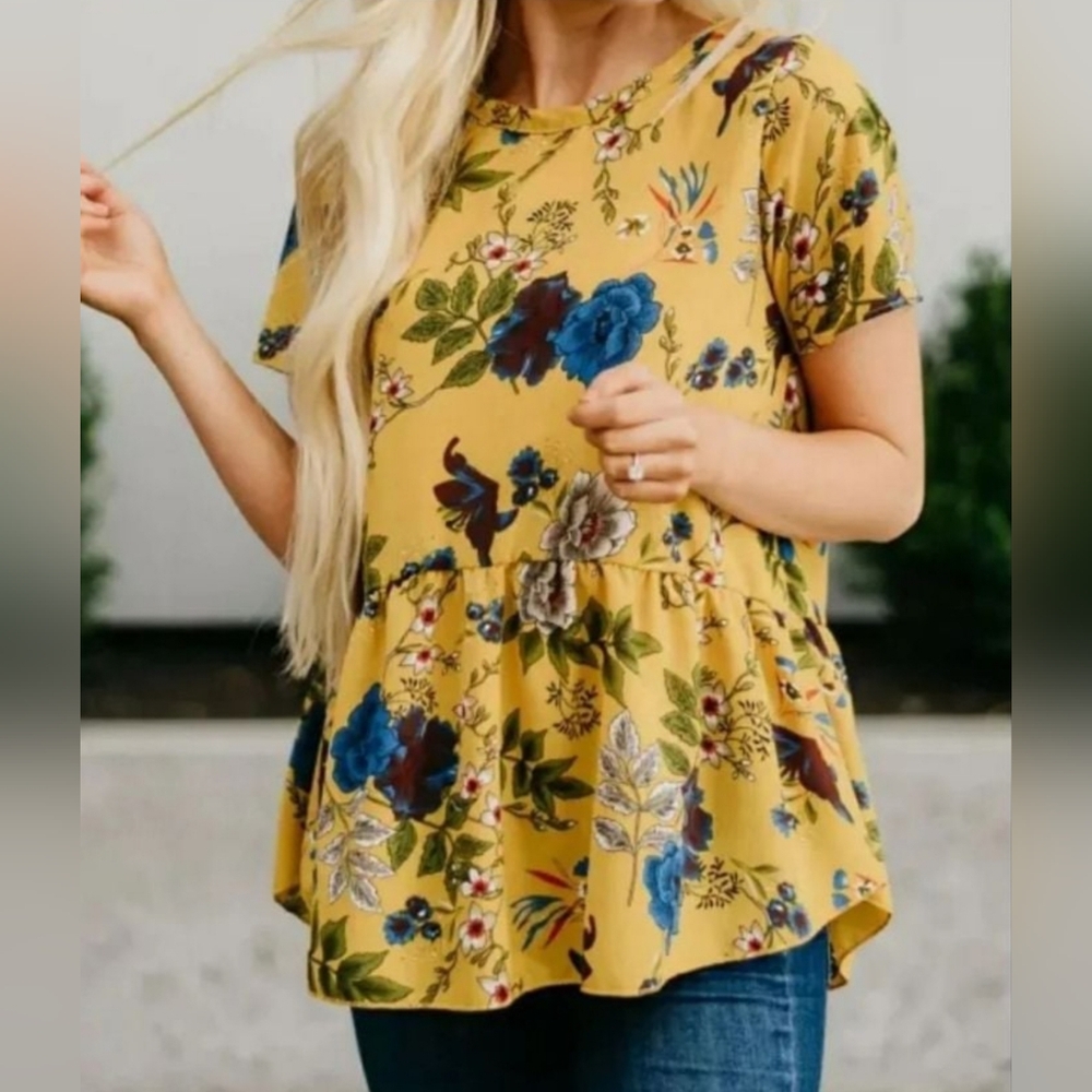 Sign here floral peplum top